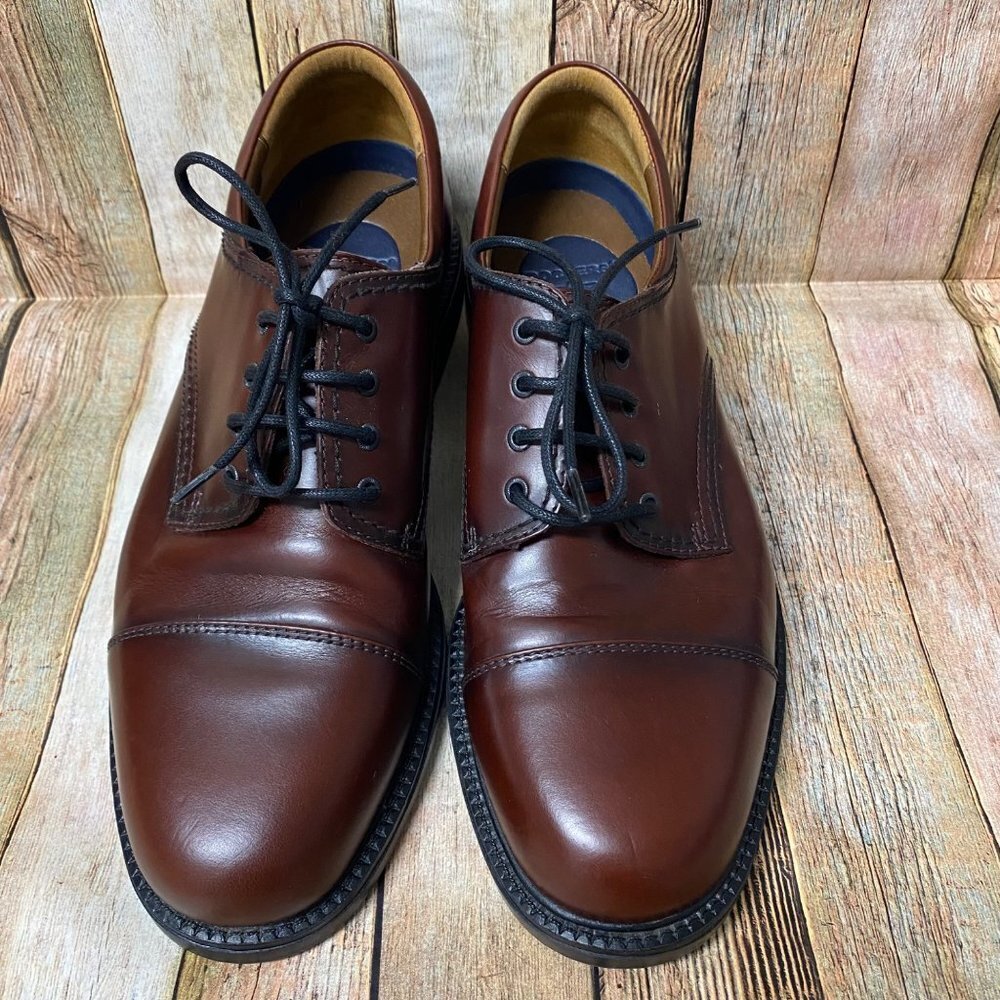 Dockers Men's Brown Burgundy Tone Leather Oxford Lace-Up Shoes Sz 9.5 M